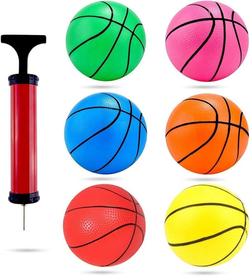 Shindel 6Pcs Mini Basketball, 4.7 inches Small Basketball with Pump for Kids and Adults, Party Favors - Image 1